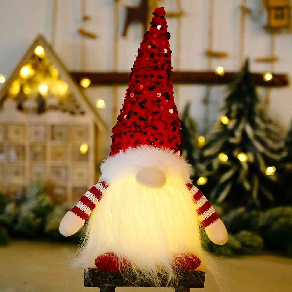 Nain de Noël lumineux de 30 cm, décorations de Noël 2024, poupées en peluche sans visage, elfe, ornements pour la maison, cadeau de Noël 2024