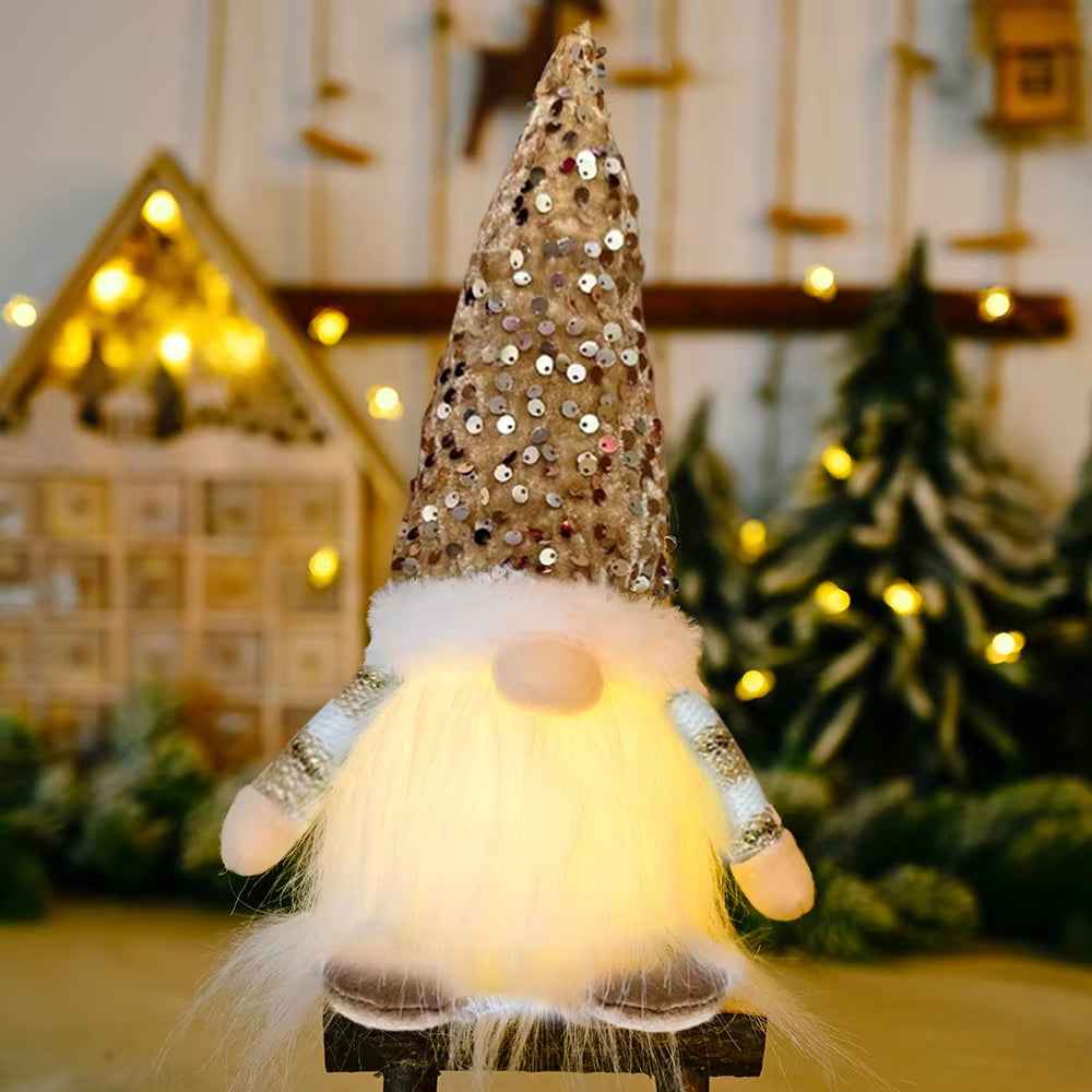 Nain de Noël lumineux de 30 cm, décorations de Noël 2024, poupées en peluche sans visage, elfe, ornements pour la maison, cadeau de Noël 2024
