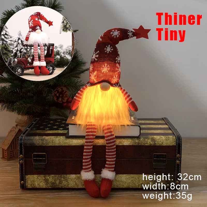 Nain de Noël lumineux de 30 cm, décorations de Noël 2024, poupées en peluche sans visage, elfe, ornements pour la maison, cadeau de Noël 2024