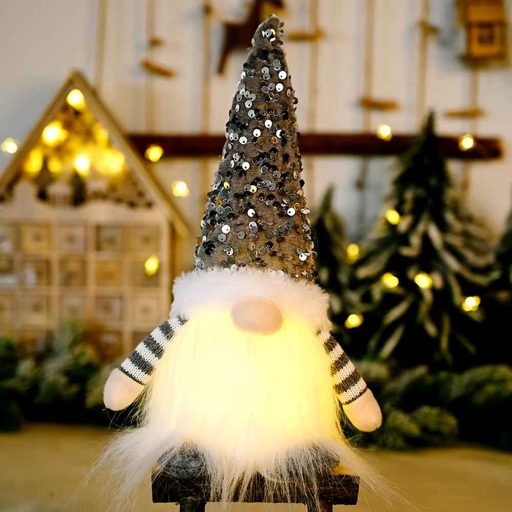 Nain de Noël lumineux de 30 cm, décorations de Noël 2024, poupées en peluche sans visage, elfe, ornements pour la maison, cadeau de Noël 2024