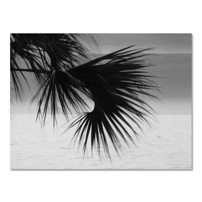 Affiche murale nordique moderne en noir et blanc, paysage de bord de mer, vacances, surf, peinture sans cadre