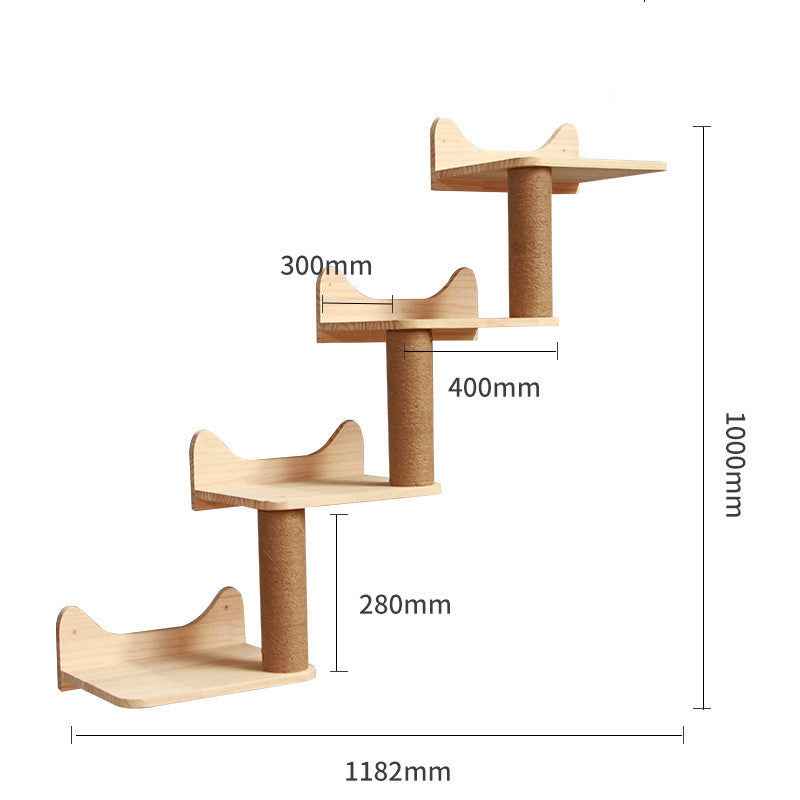 Mur d'escalade en bois massif pour chat et animal de compagnie, plateforme suspendue, échelle, accessoires pour animaux de compagnie