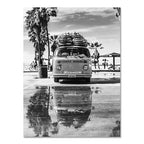 Affiche murale nordique moderne en noir et blanc, paysage de bord de mer, vacances, surf, peinture sans cadre