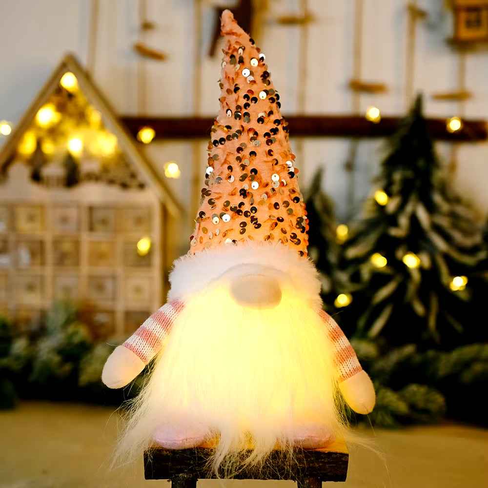 Nain de Noël lumineux de 30 cm, décorations de Noël 2024, poupées en peluche sans visage, elfe, ornements pour la maison, cadeau de Noël 2024