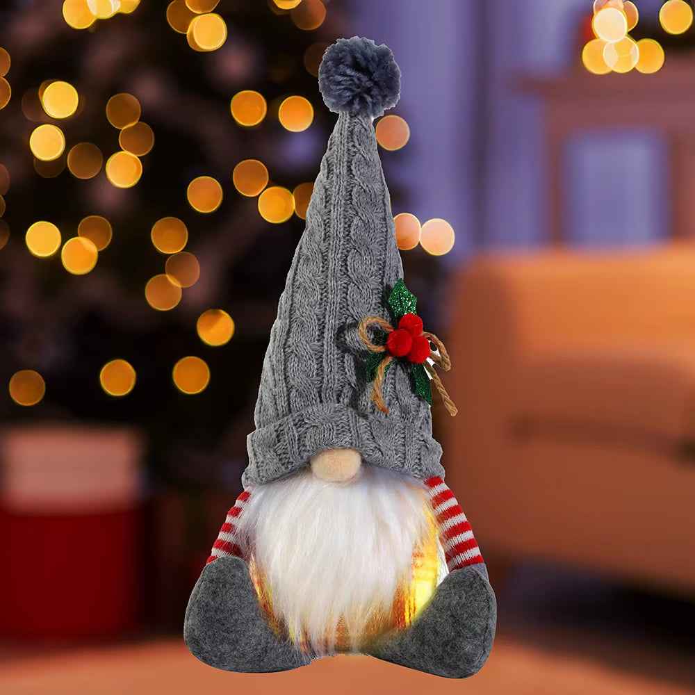 Nain de Noël lumineux de 30 cm, décorations de Noël 2024, poupées en peluche sans visage, elfe, ornements pour la maison, cadeau de Noël 2024