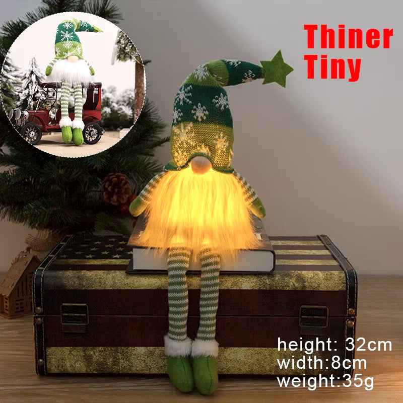 Nain de Noël lumineux de 30 cm, décorations de Noël 2024, poupées en peluche sans visage, elfe, ornements pour la maison, cadeau de Noël 2024