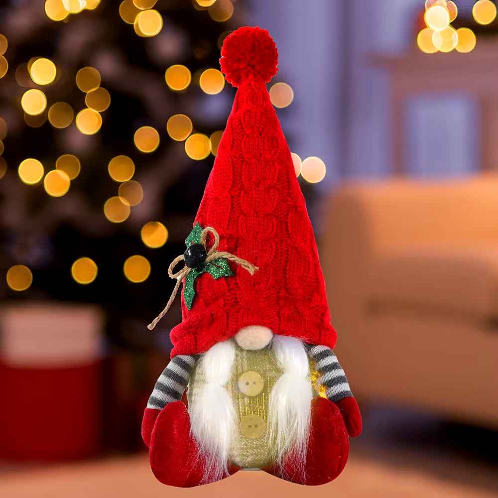 Nain de Noël lumineux de 30 cm, décorations de Noël 2024, poupées en peluche sans visage, elfe, ornements pour la maison, cadeau de Noël 2024
