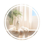 Miroir Rond Mural Dia.60 cm avec Lumières à Intensité Variable à 3 Couleurs Interrupteur Tactile Fonction Antibuée et Mémoire Sans Cadre