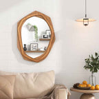 Miroir Décoratif à Cadre Irrégulier Grand Miroir Mural Imperméable de 89,5 x 66 Cm avec Vis d'Expansion Miroir Mural Élégant pour Salon Naturel