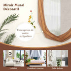 Miroir Décoratif à Cadre Irrégulier Grand Miroir Mural Imperméable de 89,5 x 66 Cm avec Vis d'Expansion Miroir Mural Élégant pour Salon Naturel