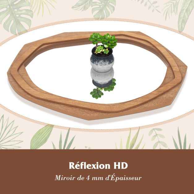 Miroir Décoratif à Cadre Irrégulier Grand Miroir Mural Imperméable de 89,5 x 66 Cm avec Vis d'Expansion Miroir Mural Élégant pour Salon Naturel